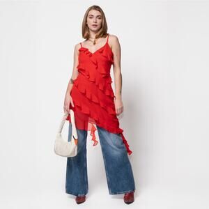 Red Y2K Style Fairy Slip Dress S